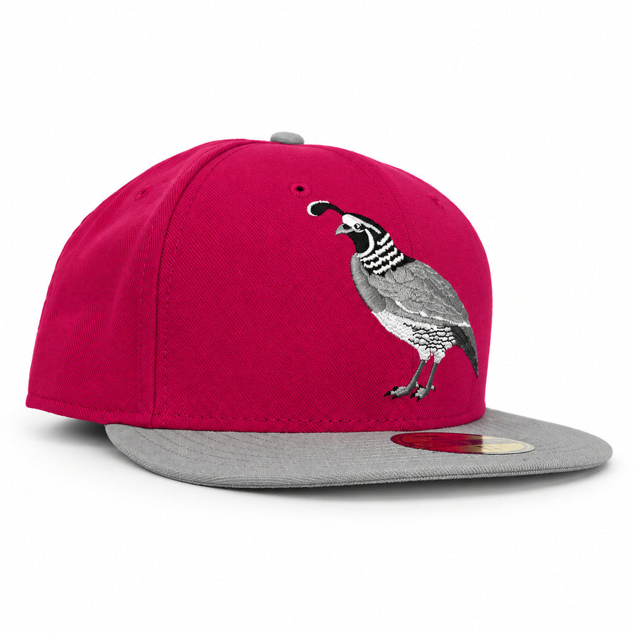 Pink California Quail New Era 59FIFTY fitted hat, three quarter view