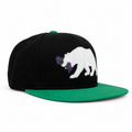 CaliBear Chronic in Black/Green Snapback hat, three-quarter view