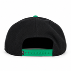 CaliBear Chronic in Black/Green Snapback hat, rear view