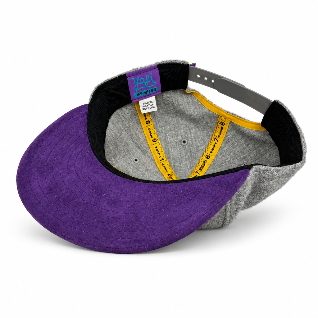 CaliBear Chronic in Grey/Purple Limited Snapback hat, interior view