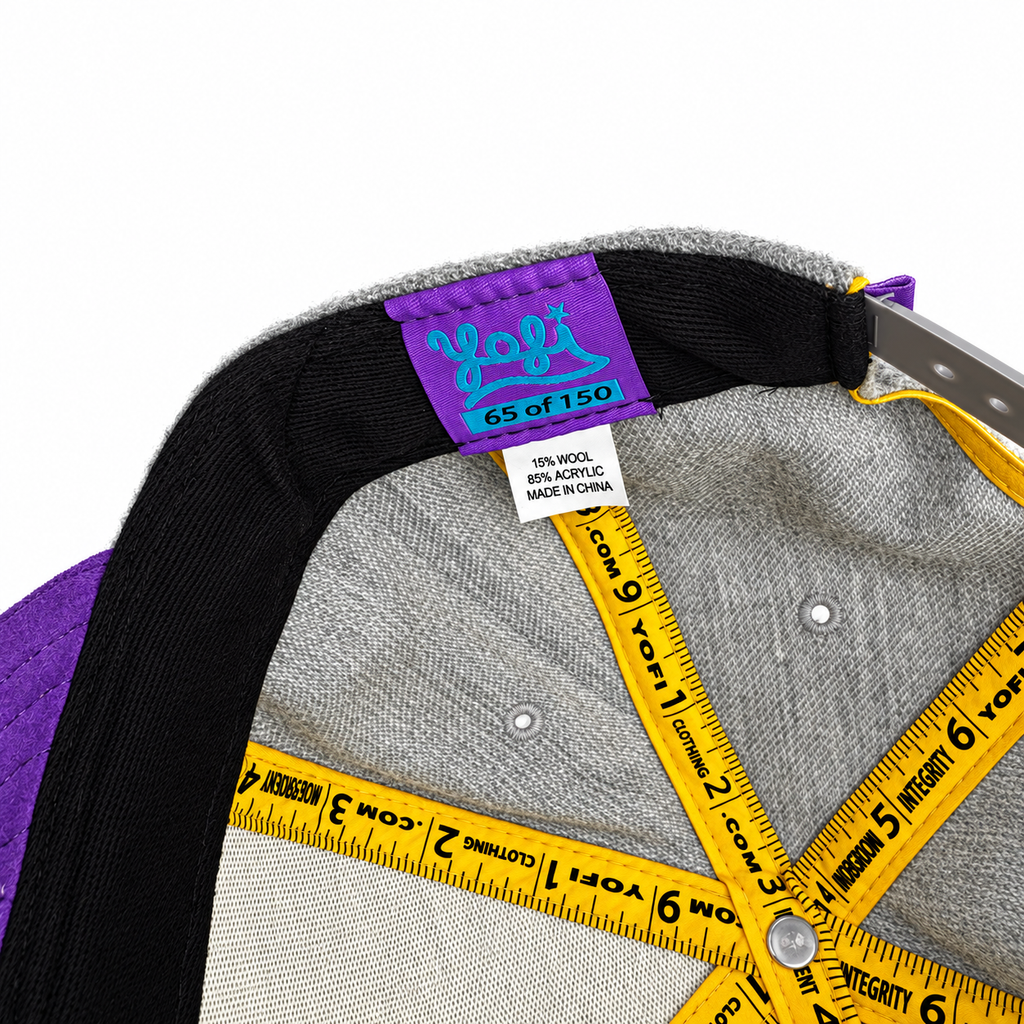 CaliBear Chronic in Grey/Purple Limited Snapback hat, hand-numbered edition detail