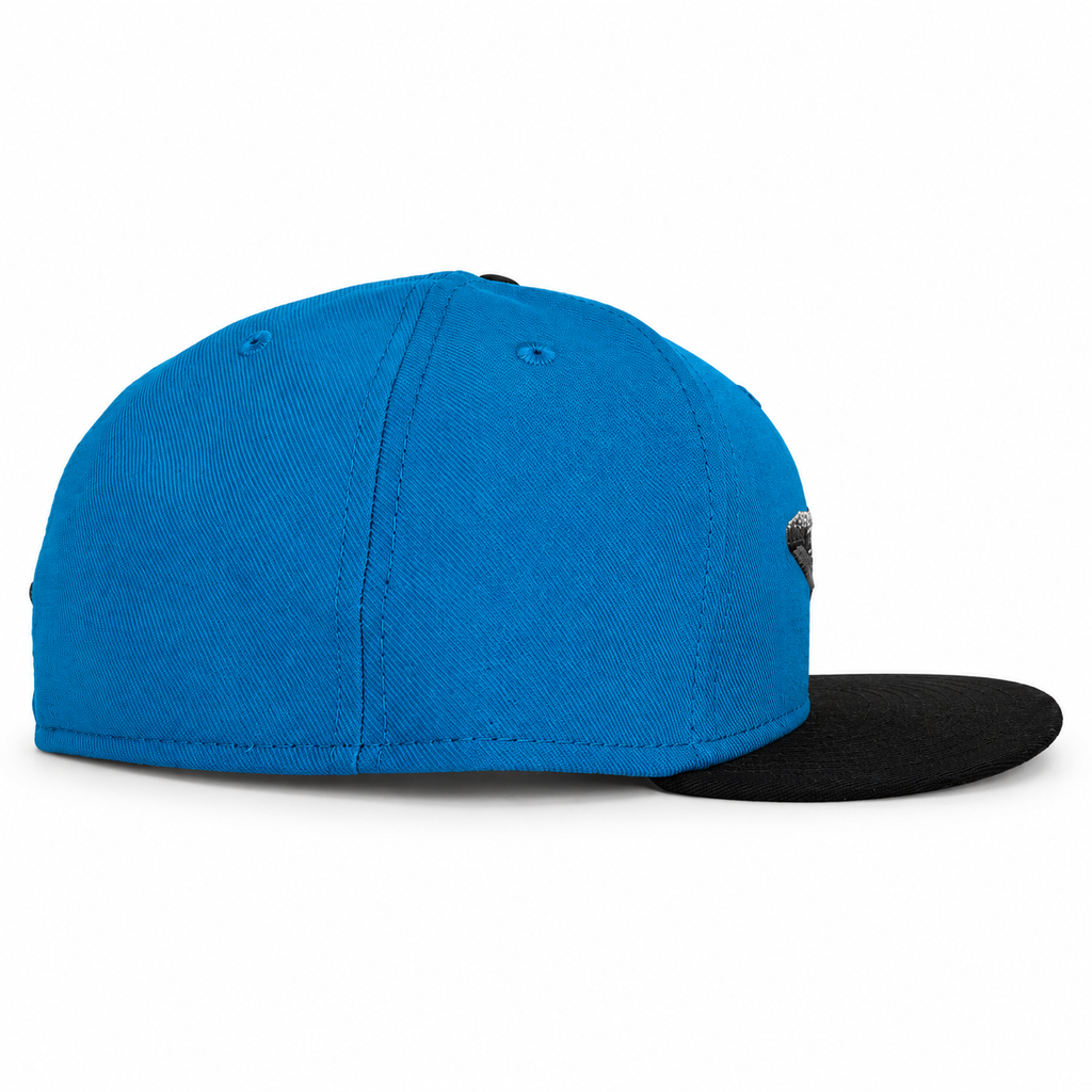 Bay Waters Whale blue and black fitted hat — 03 side