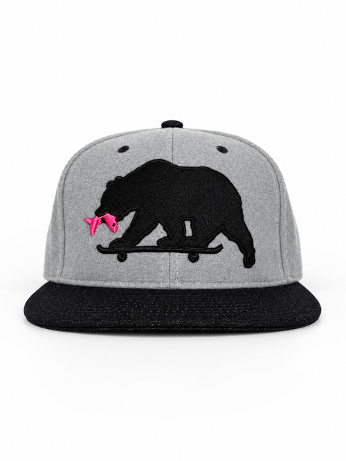 CaliBear and Salmon gray and black limited edition fitted hat — front