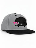 CaliBear and Salmon gray and black limited edition fitted hat — three-quarter view