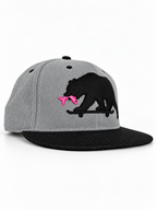 CaliBear and Salmon gray and black limited edition fitted hat — three-quarter view