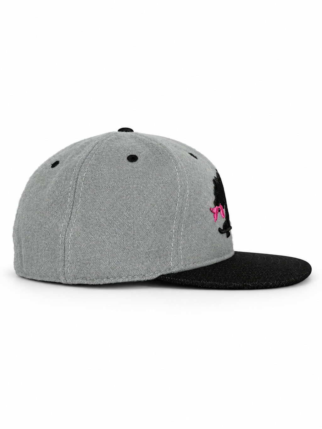 CaliBear and Salmon gray and black limited edition fitted hat — side