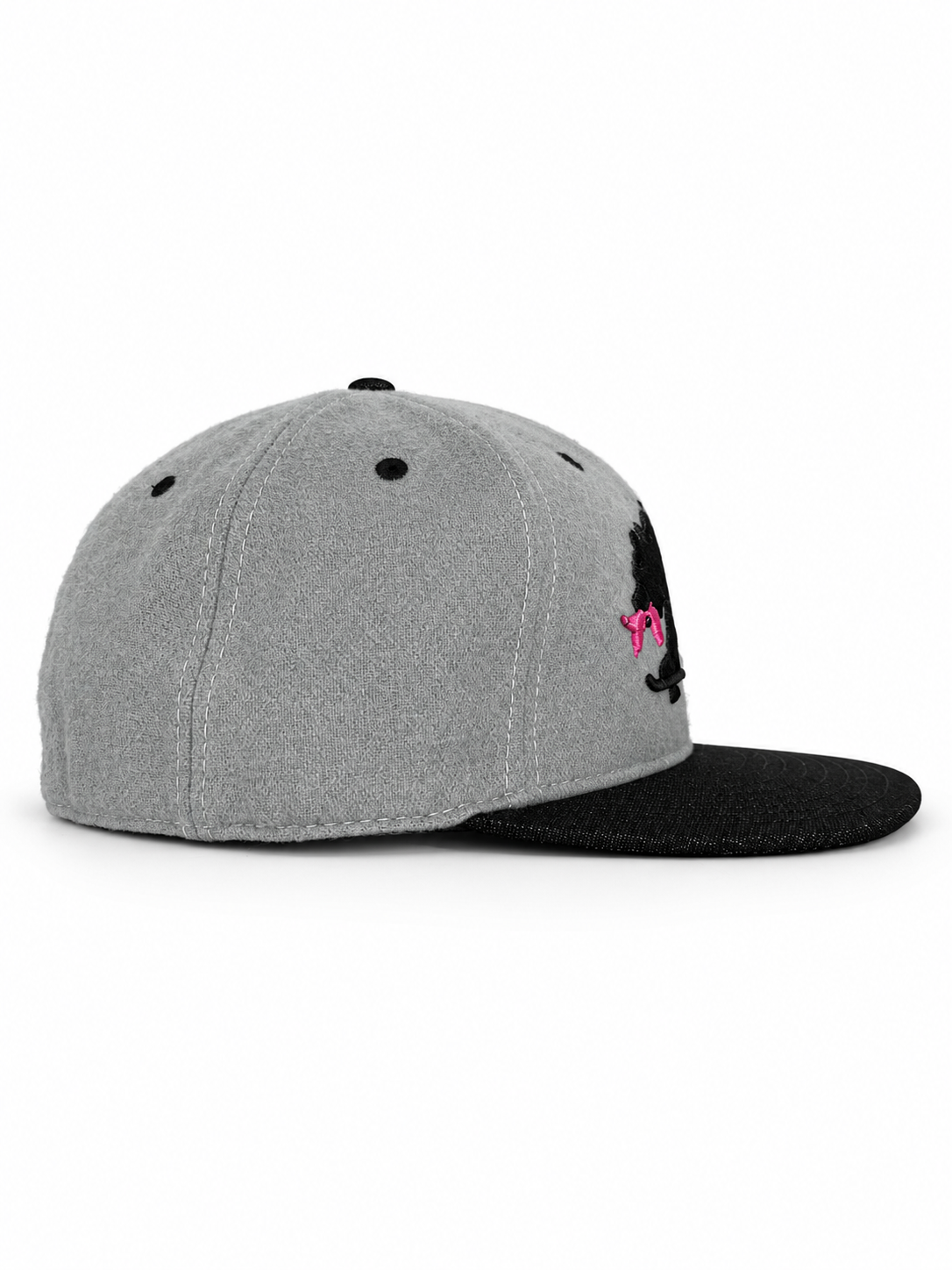 CaliBear and Salmon gray and black limited edition fitted hat — side