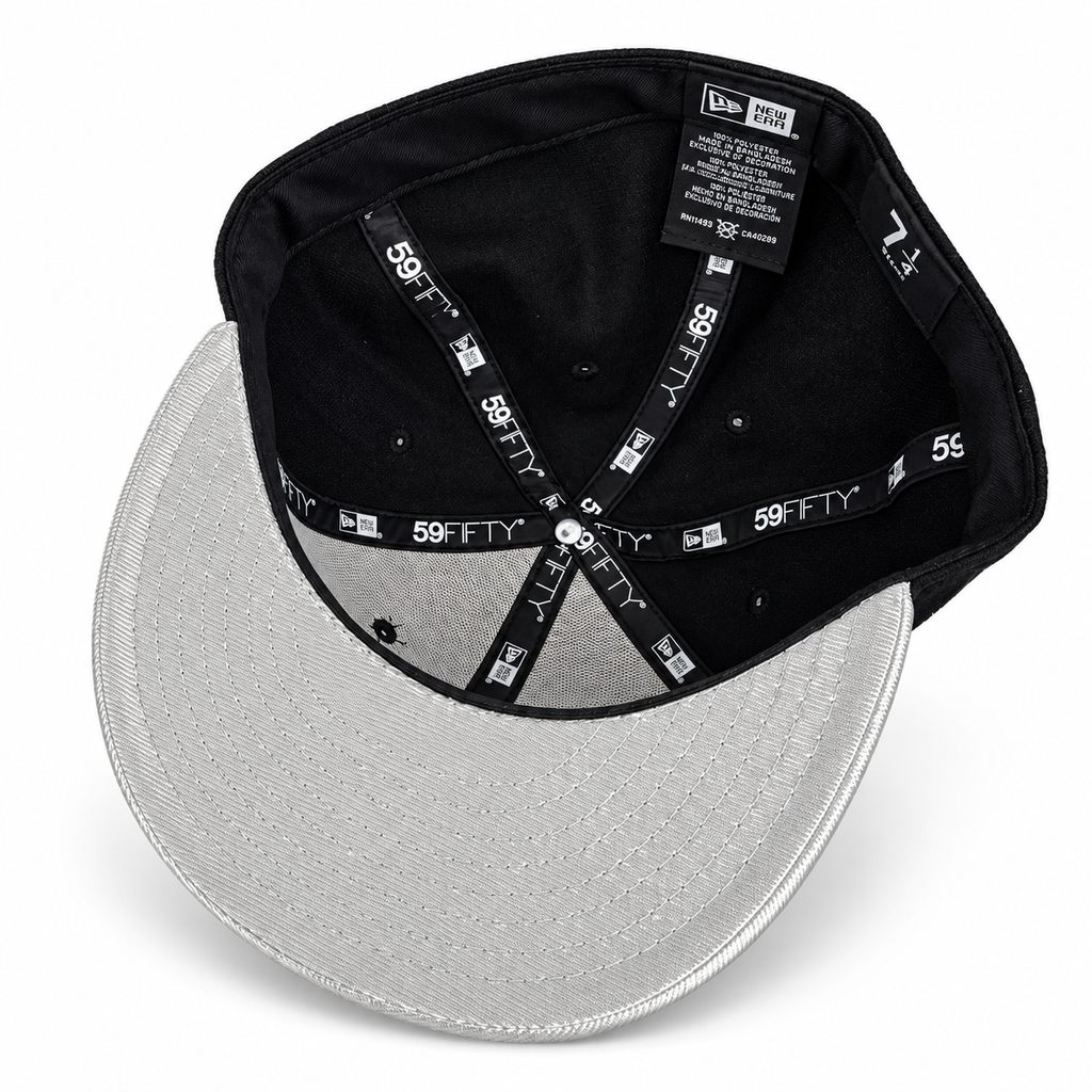 CaliBear and Salmon fitted hat interior and silver bill