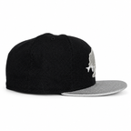 CaliBear and Salmon fitted hat, left profile view