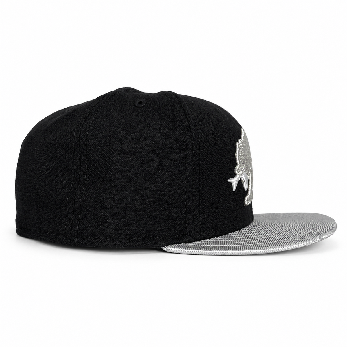 CaliBear and Salmon fitted hat, left profile view