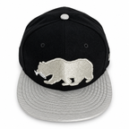 CaliBear and Salmon fitted hat, elevated front view