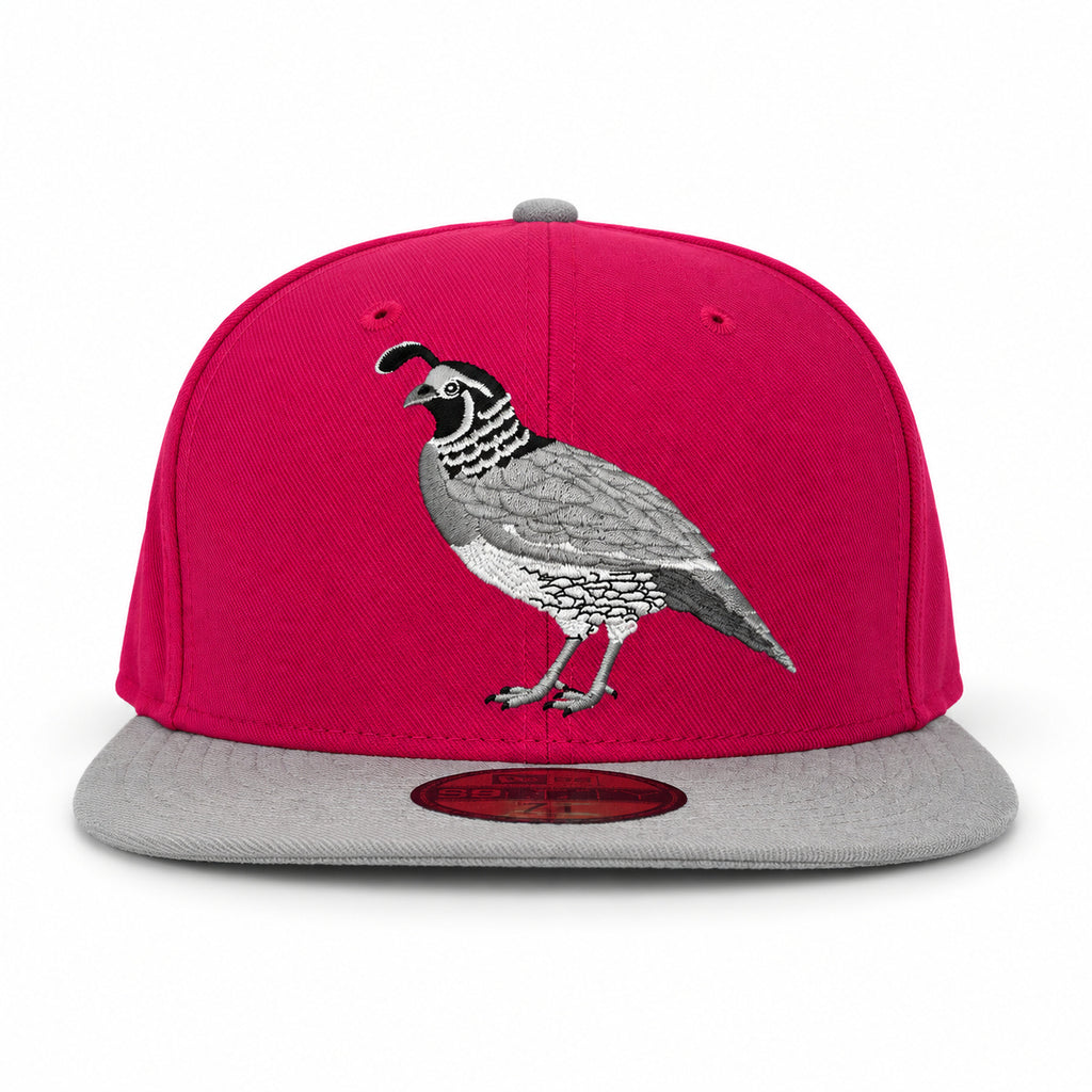 Pink California Quail New Era 59FIFTY fitted hat, front view