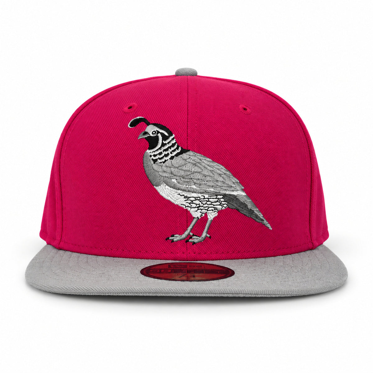 Pink California Quail New Era 59FIFTY fitted hat, front view