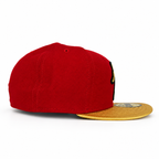 City Myths red and gold Dancing Bear fitted hat, side view