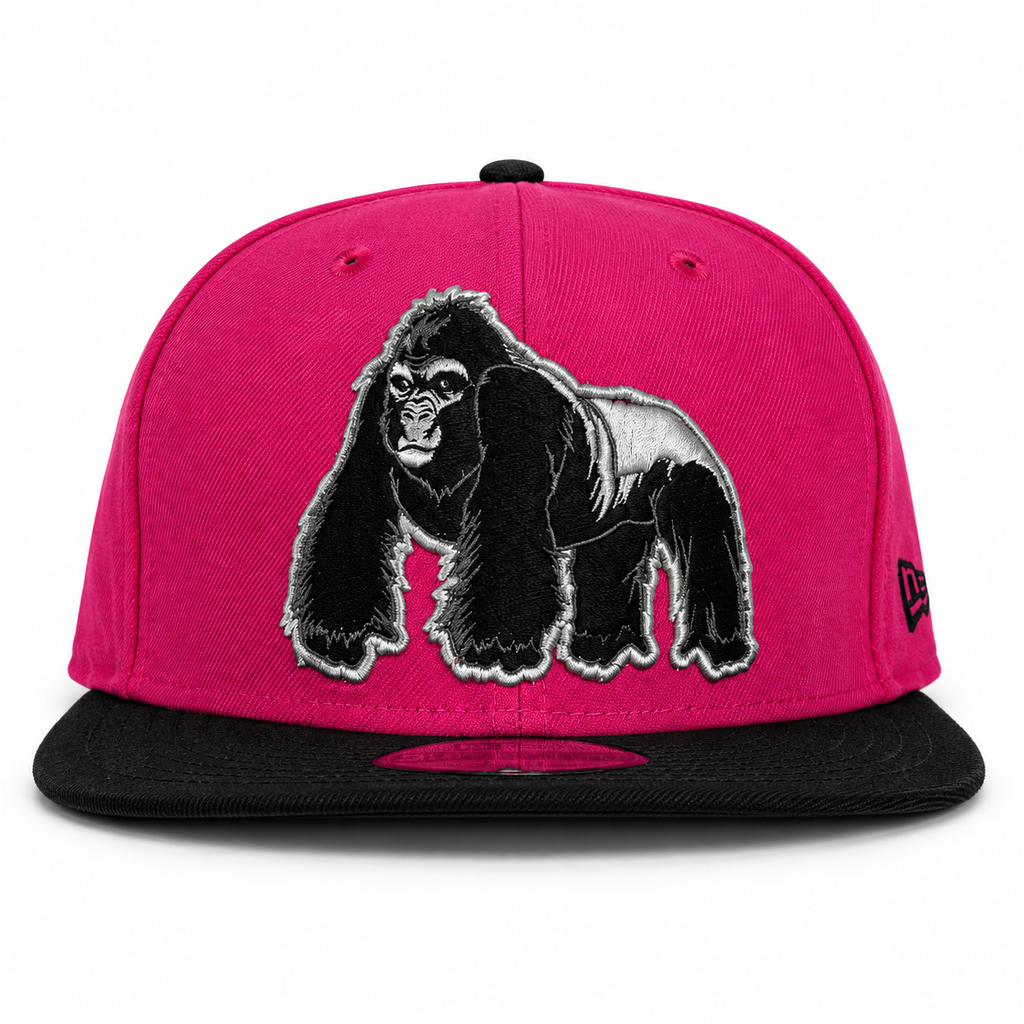 Silverback pink and black fitted hat, front view