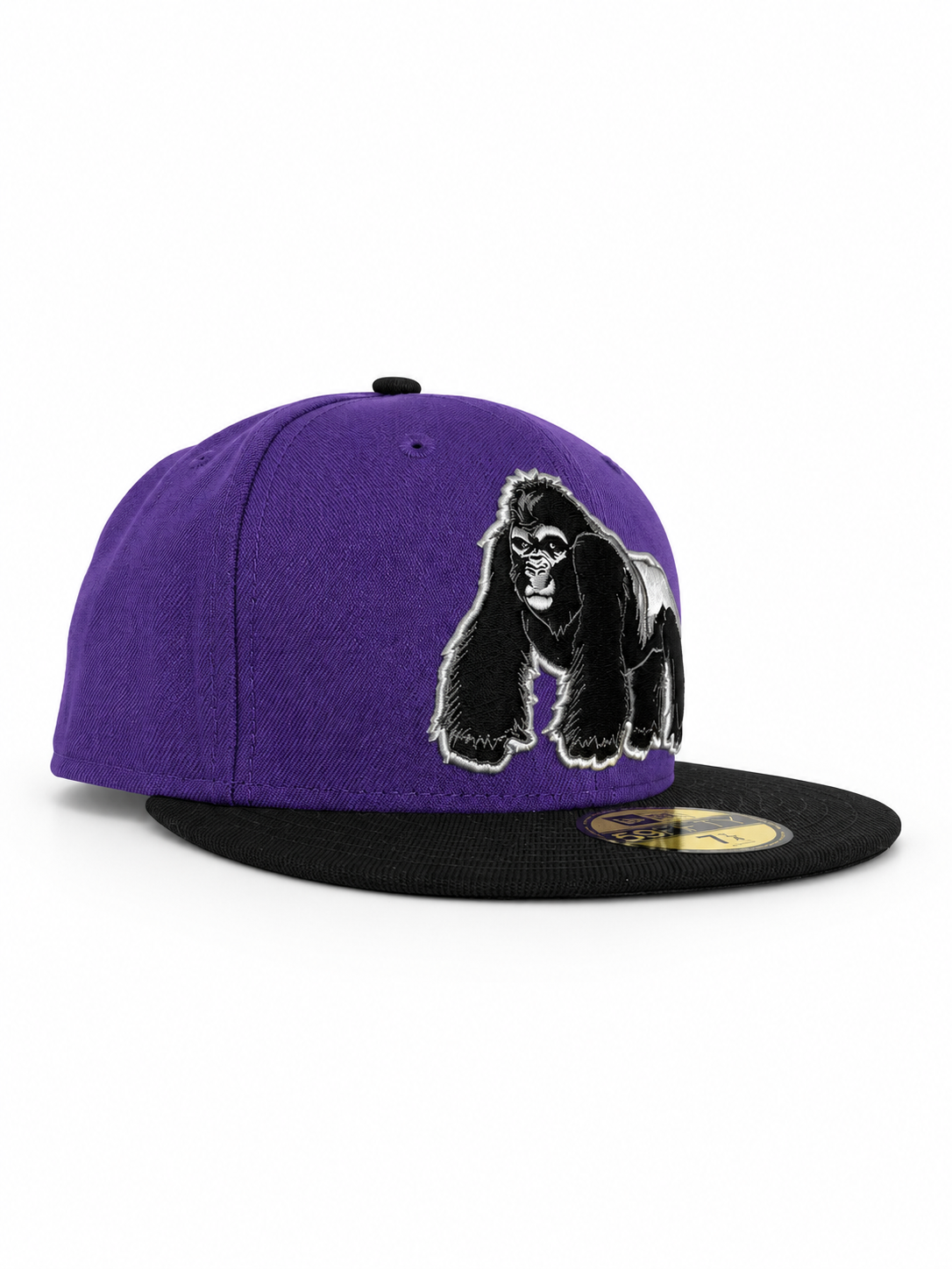 Purple and black Silverback fitted hat, three-quarter view