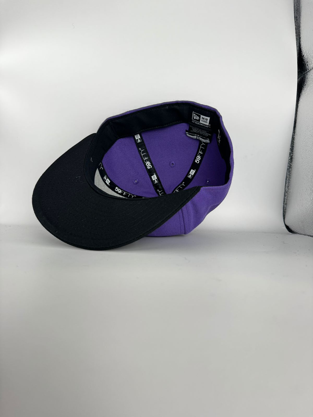 Purple Silverback fitted hat, interior and size label