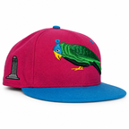 Telegraph Hill Parrot pink and blue fitted hat, alternate three-quarter view