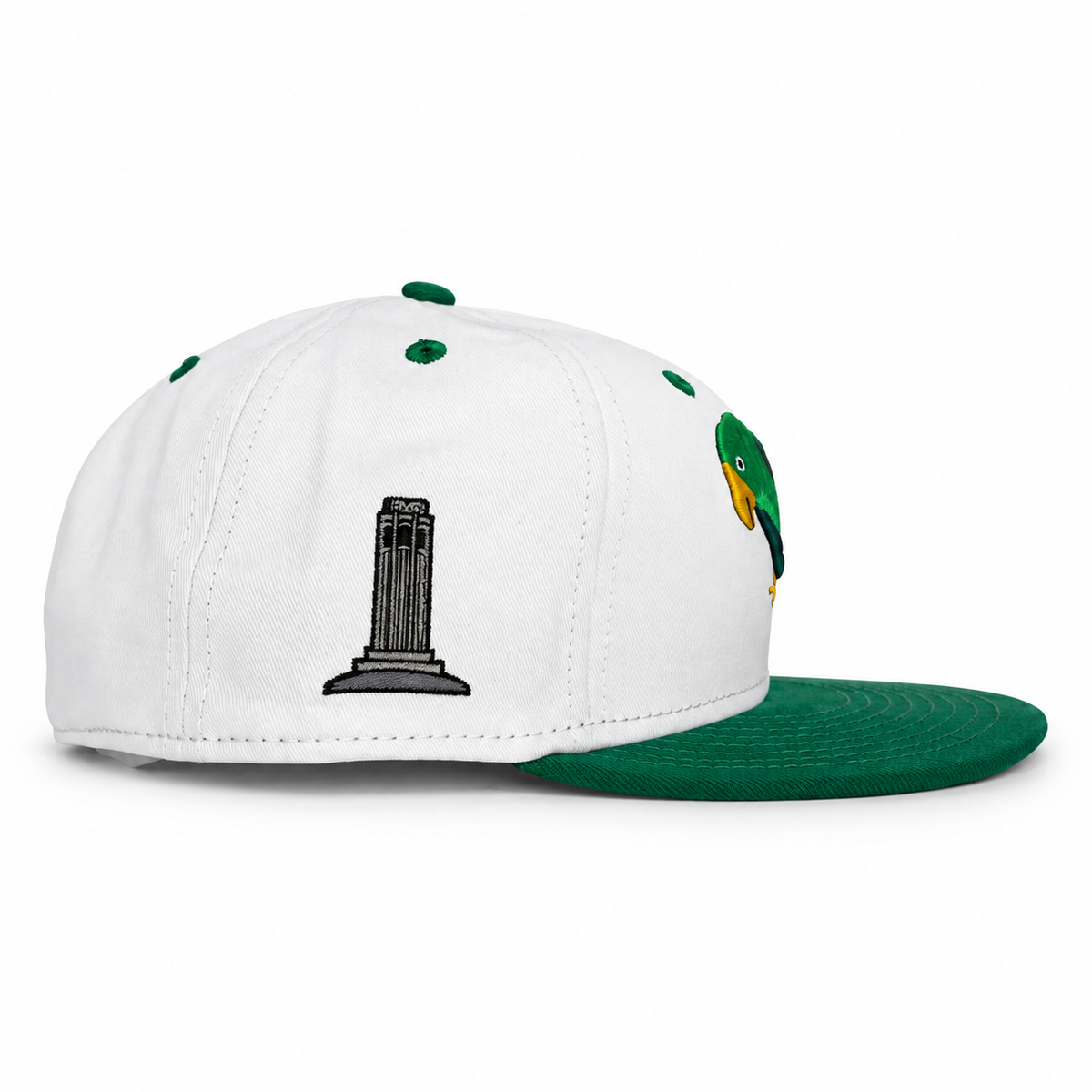 White and green Telegraph Hill Parrot fitted hat side view