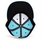 Blue-and-white gingham fitted Yofi hat, interior view