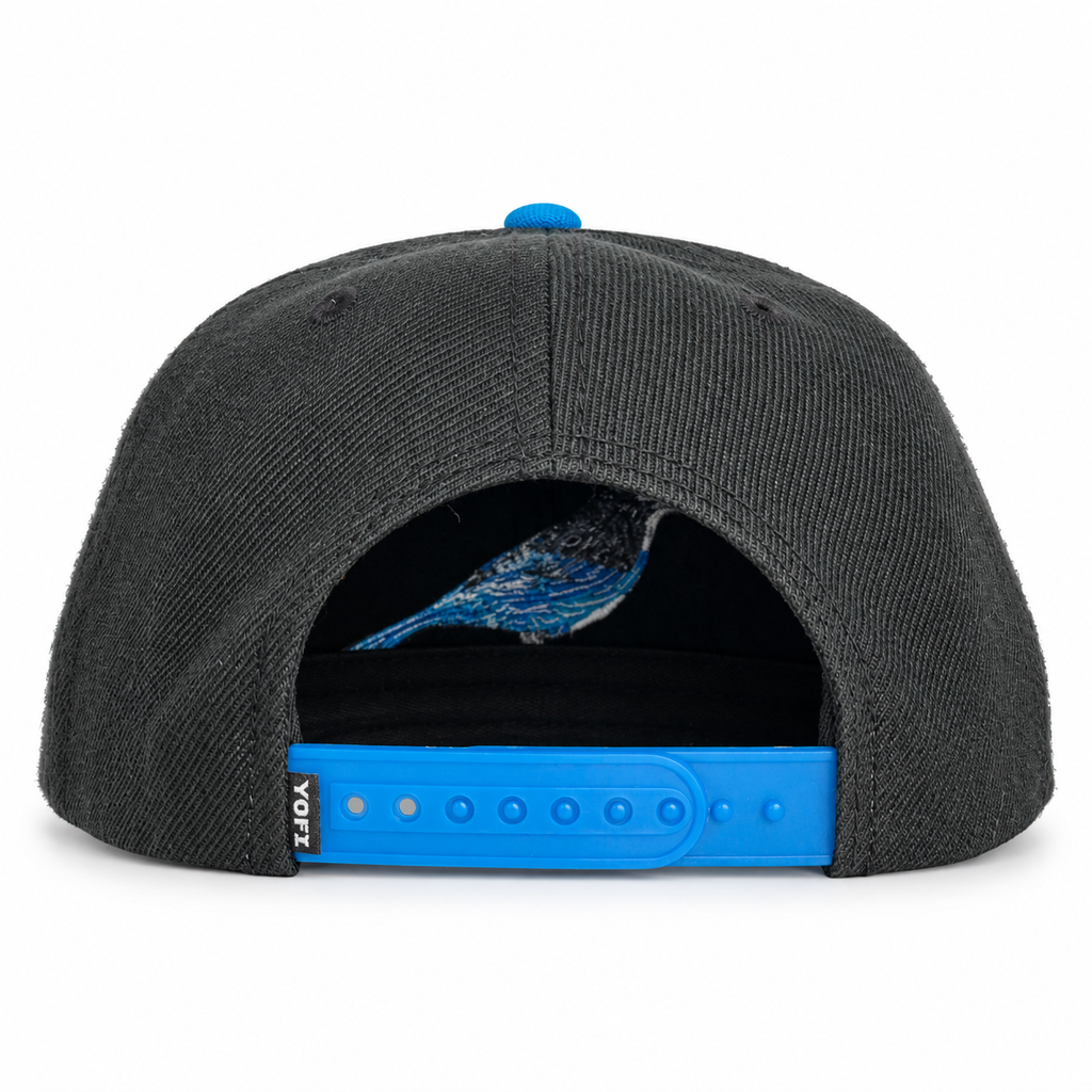 Steller's Jay Snapback — back view on white background